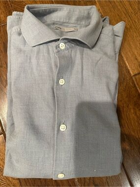 O.N.S Gray Long Sleeve Button-Down Shirt – Size Small – Modern NYC Minimalist
